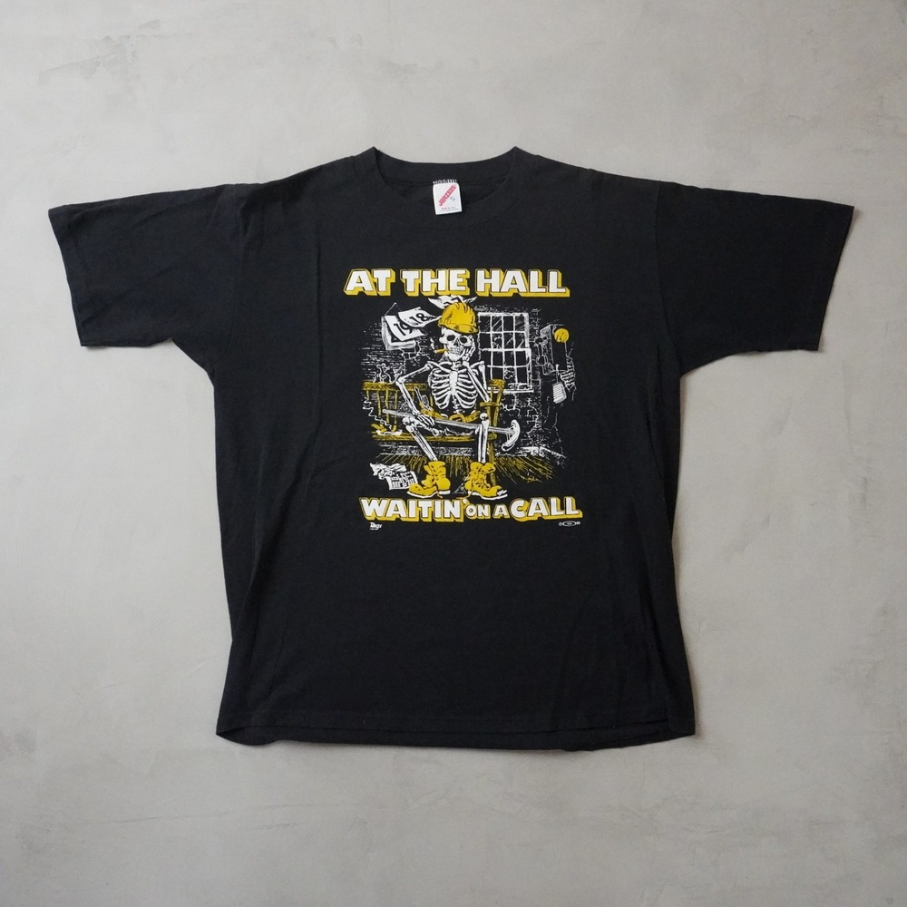 Vintage Unions Labor T-Shirt XL Mens 90s Black Workers Skeleton USA Made